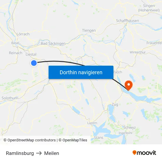 Ramlinsburg to Meilen map