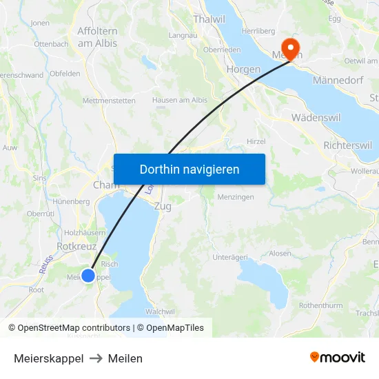 Meierskappel to Meilen map
