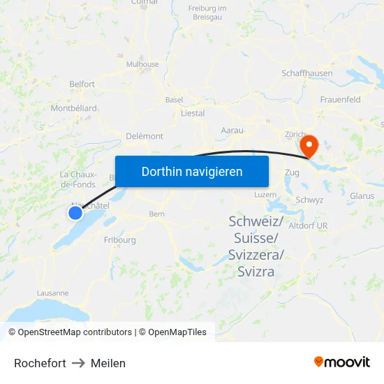 Rochefort to Meilen map