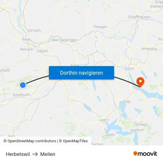 Herbetswil to Meilen map