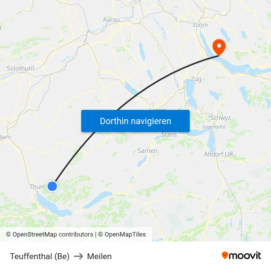 Teuffenthal (Be) to Meilen map