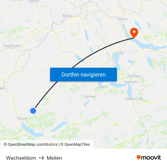 Wachseldorn to Meilen map