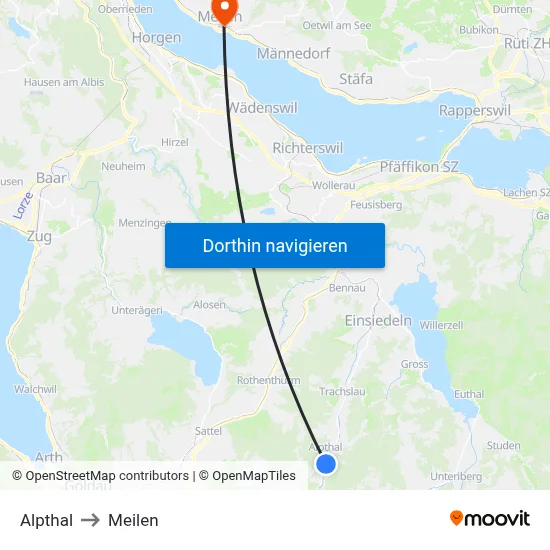 Alpthal to Meilen map