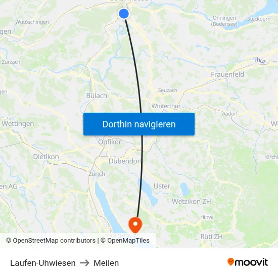 Laufen-Uhwiesen to Meilen map