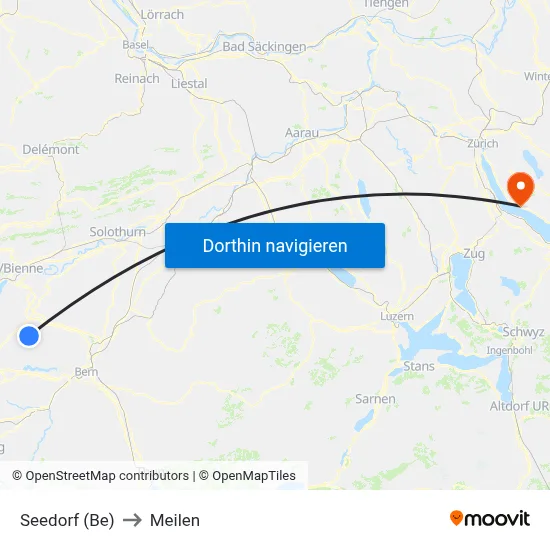 Seedorf (Be) to Meilen map