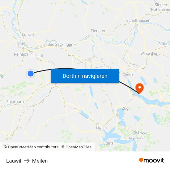 Lauwil to Meilen map