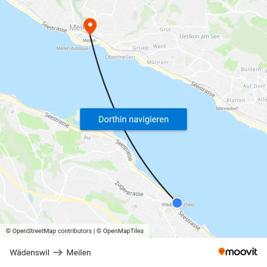 Wädenswil to Meilen map