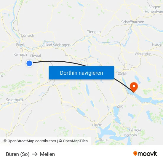 Büren (So) to Meilen map