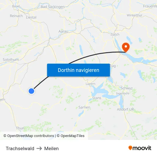 Trachselwald to Meilen map