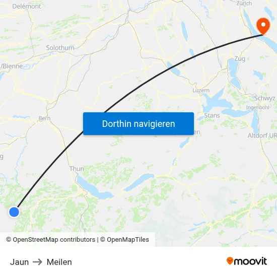 Jaun to Meilen map