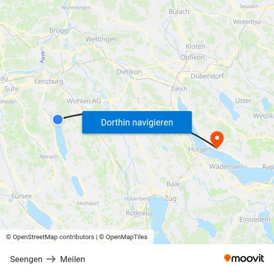 Seengen to Meilen map