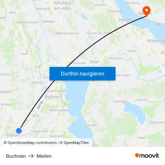 Buchrain to Meilen map