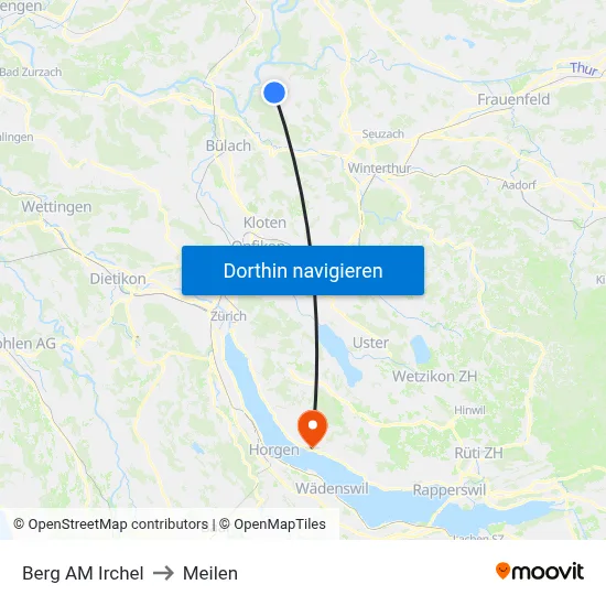 Berg AM Irchel to Meilen map
