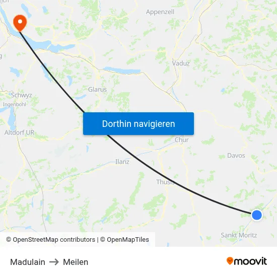 Madulain to Meilen map