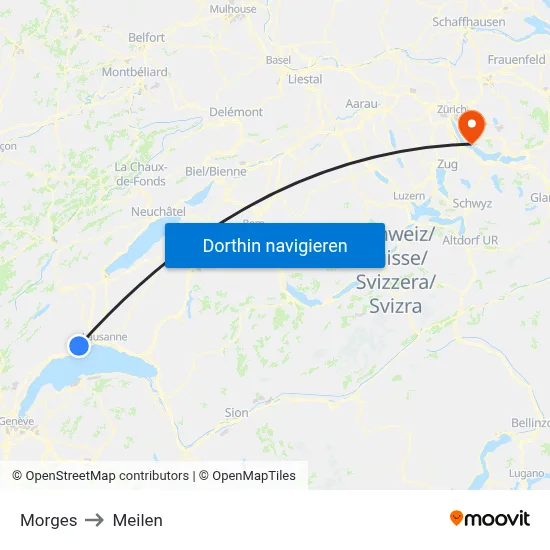 Morges to Meilen map