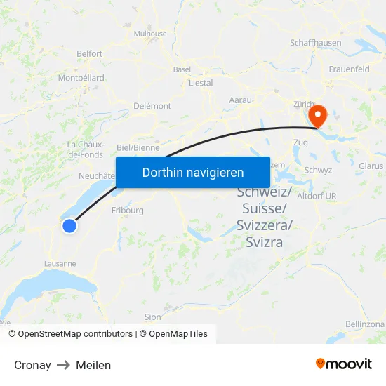 Cronay to Meilen map