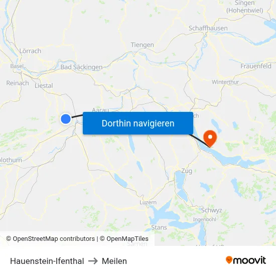 Hauenstein-Ifenthal to Meilen map