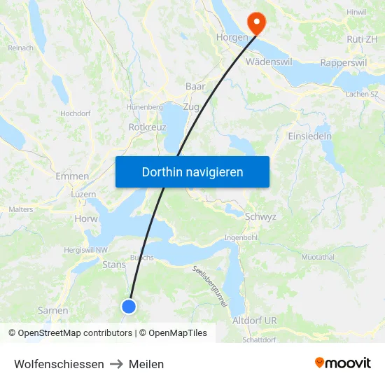 Wolfenschiessen to Meilen map