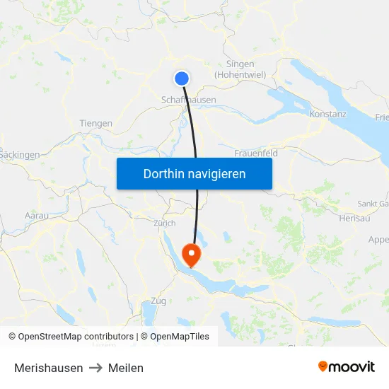 Merishausen to Meilen map