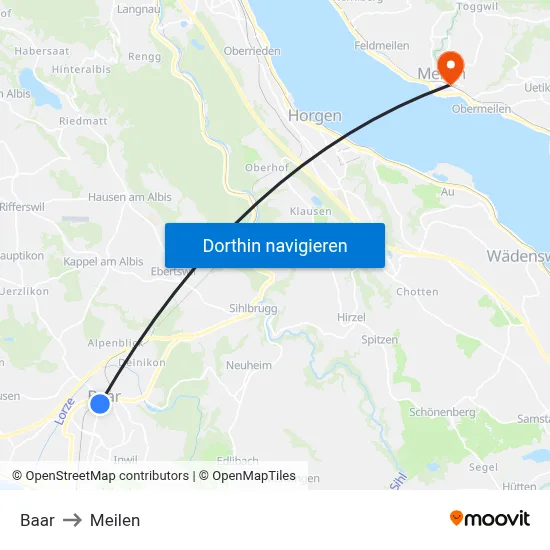 Baar to Meilen map