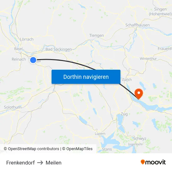 Frenkendorf to Meilen map