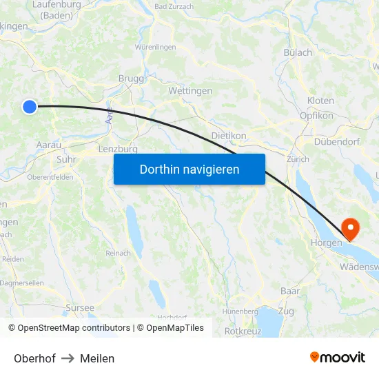 Oberhof to Meilen map