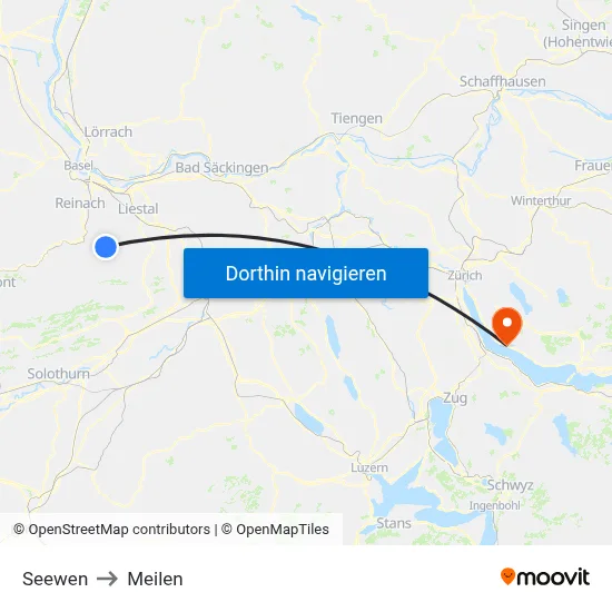 Seewen to Meilen map