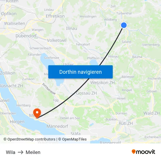 Wila to Meilen map