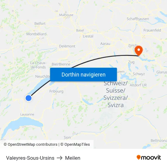 Valeyres-Sous-Ursins to Meilen map