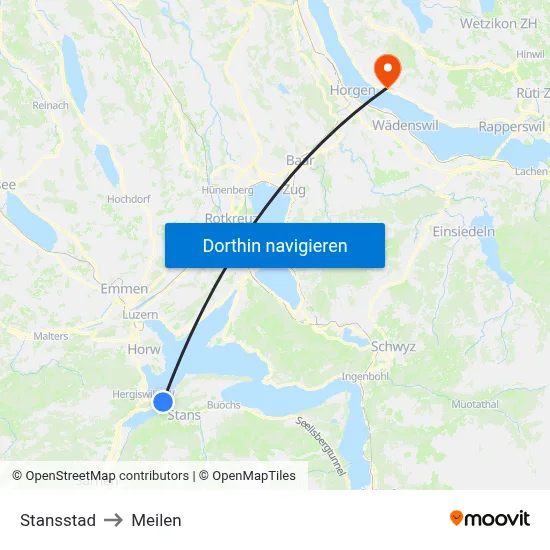 Stansstad to Meilen map