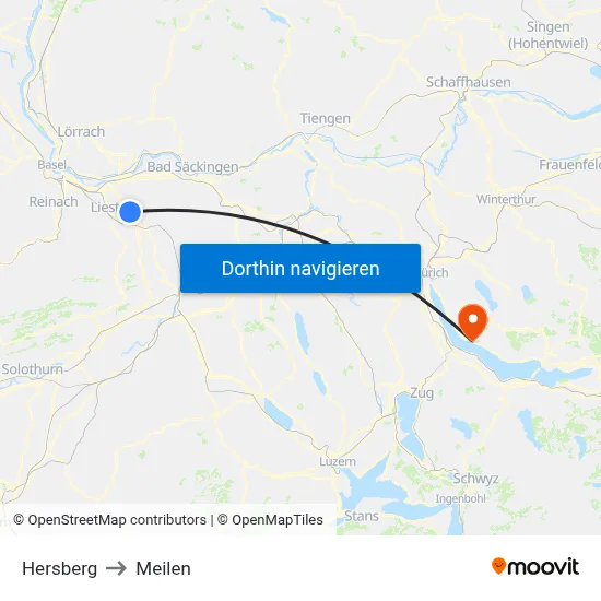 Hersberg to Meilen map