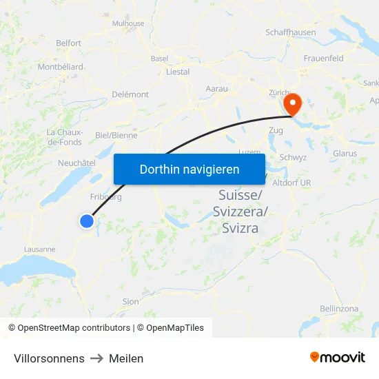 Villorsonnens to Meilen map