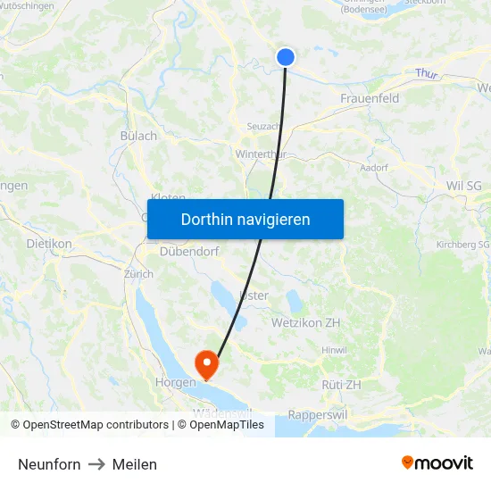Neunforn to Meilen map
