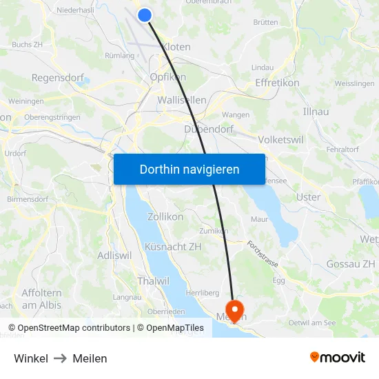 Winkel to Meilen map