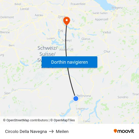 Circolo Della Navegna to Meilen map