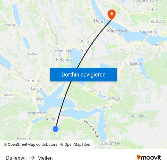 Dallenwil to Meilen map