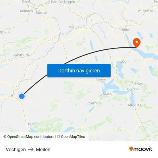 Vechigen to Meilen map