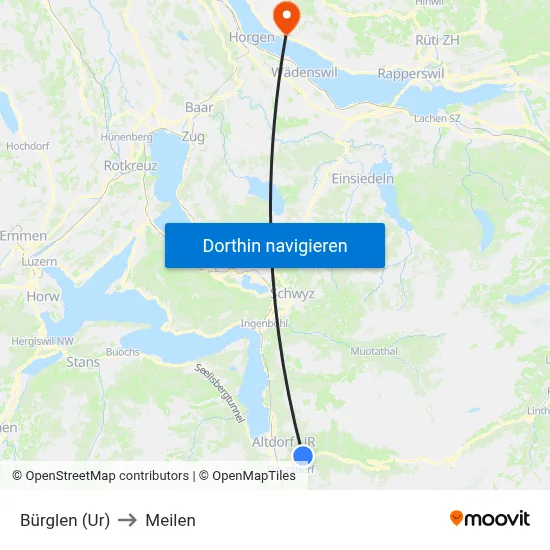 Bürglen (Ur) to Meilen map