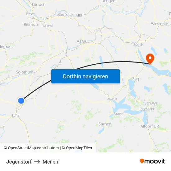 Jegenstorf to Meilen map