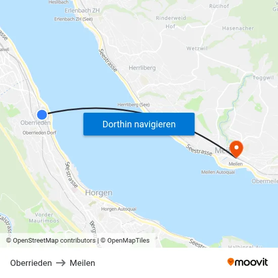 Oberrieden to Meilen map
