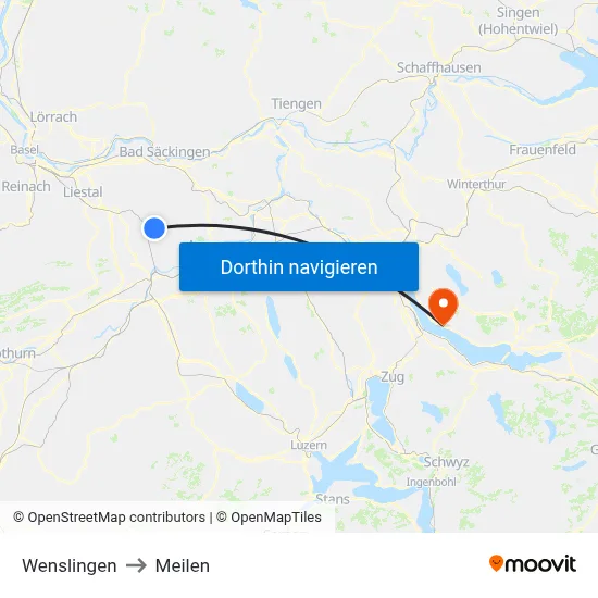 Wenslingen to Meilen map