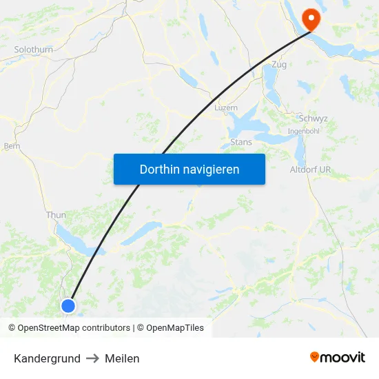Kandergrund to Meilen map