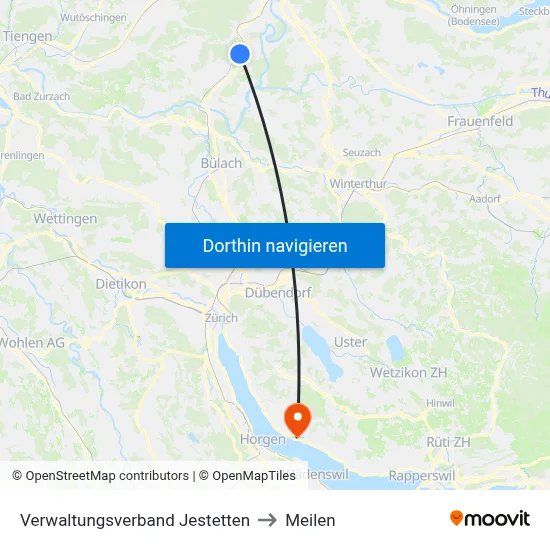 Verwaltungsverband Jestetten to Meilen map