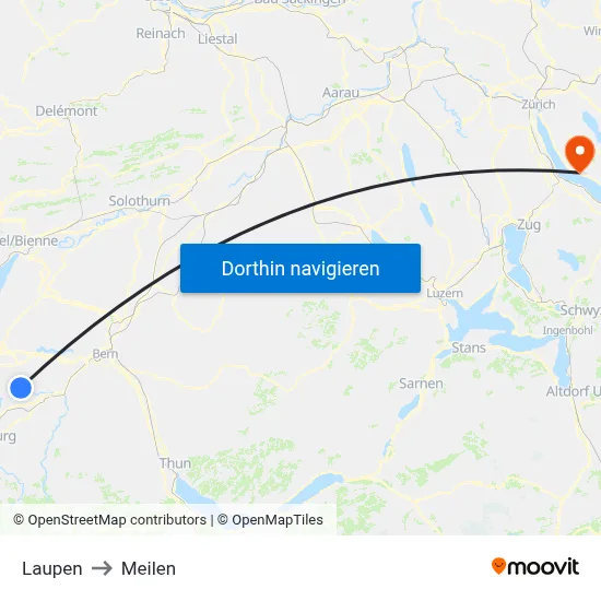 Laupen to Meilen map