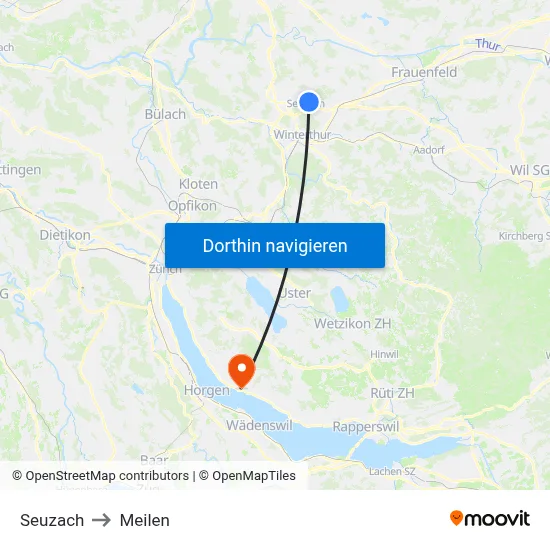 Seuzach to Meilen map