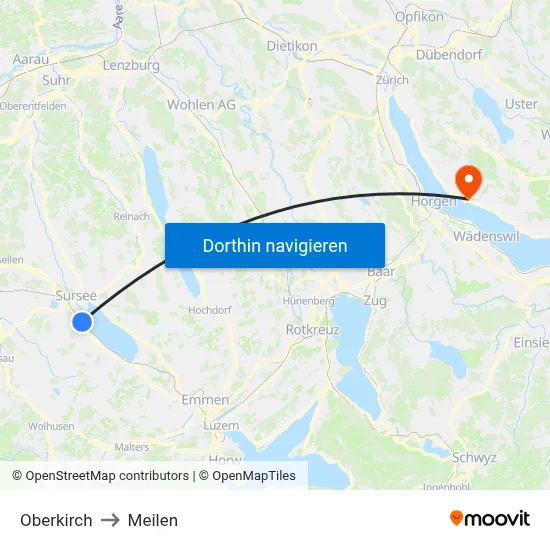 Oberkirch to Meilen map