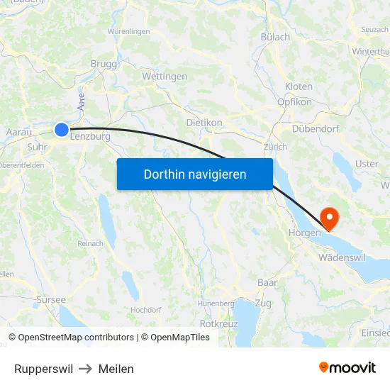 Rupperswil to Meilen map