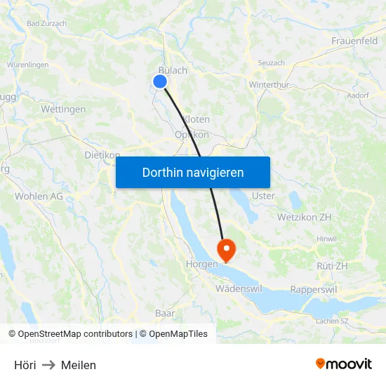 Höri to Meilen map