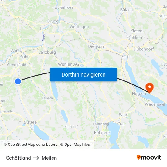 Schöftland to Meilen map