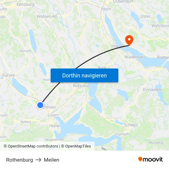 Rothenburg to Meilen map